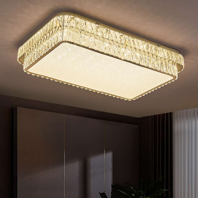 全光谱长方形LED水晶卧室吸顶灯圆形护眼餐吊灯简约主卧房间吸顶