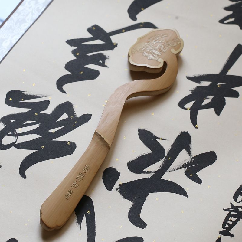 手工雕刻老玉竹如意手把件摆件把玩竹雕文玩 竹工艺品  茶室摆件图片
