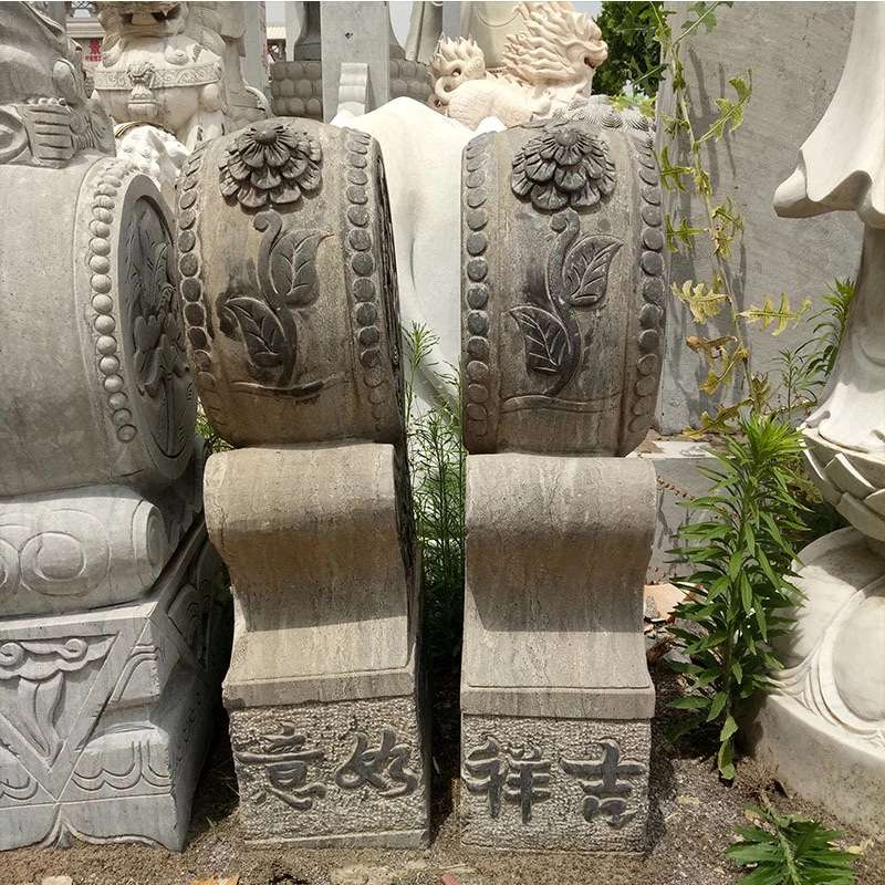 仿古石雕门墩摆件 青石老石鼓门墩 做旧貔貅麒麟石狮子门墩