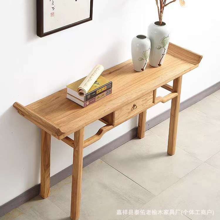 新中式条案实木供桌老榆木玄关案桌实木客厅玄关长条桌中式香案桌