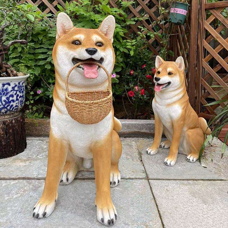 户外庭院装饰动物雕塑柴犬模型门口看门狗落地摆设仿真秋田犬摆件