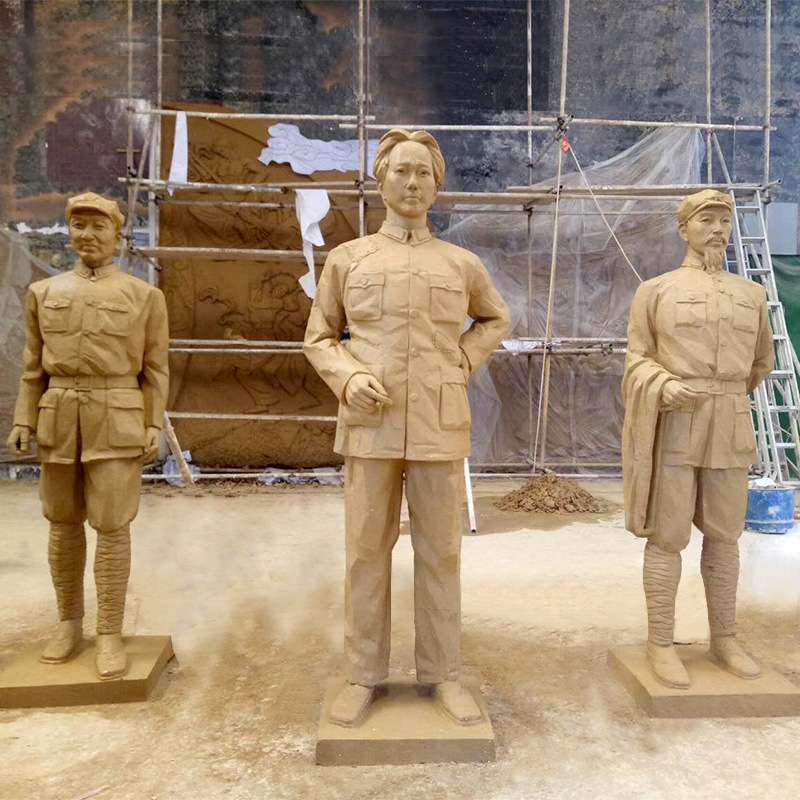 战争题材雕塑文化展览馆人物雕像主题场景打造玻璃钢树脂工艺制作