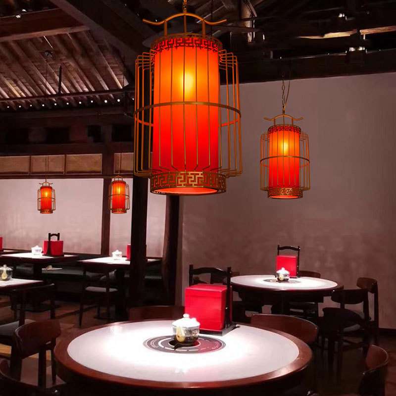 中式餐厅老火锅店铁艺小吊灯蜀大侠龙坎中式连锁餐饮餐桌走廊灯具