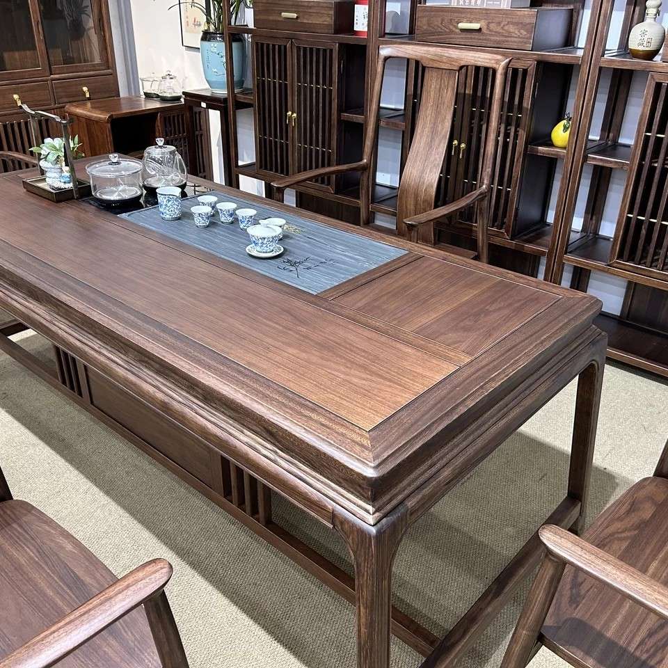 现代简约实木茶桌茶盘一体泡茶桌椅组合家用功夫大板茶台后现代桌