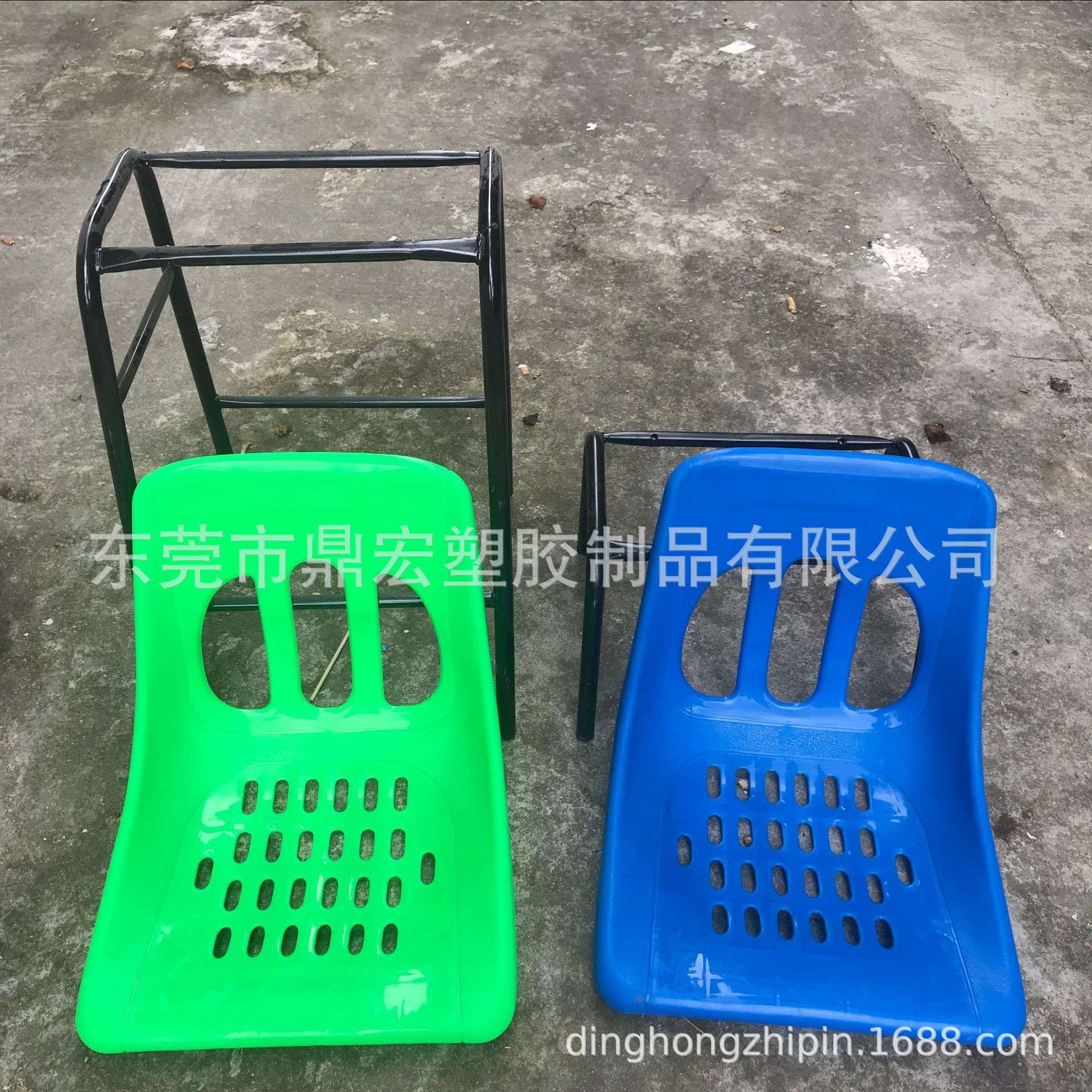 生产铁脚防静电靠背椅流水线员工椅全加固有孔透气椅面钢塑椅