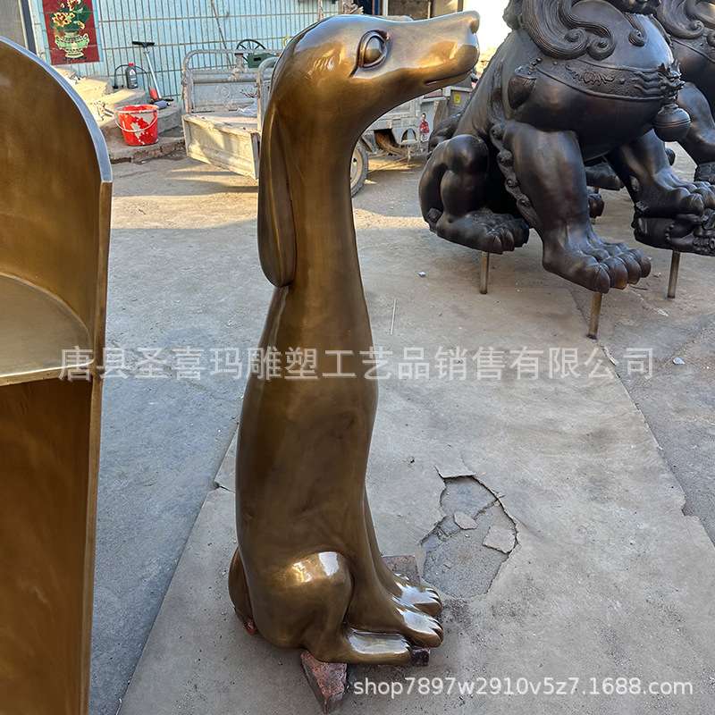 纯铜猫狗动物雕塑落地摆件招财纳福前台两侧工艺品厂家制作铸铜铁