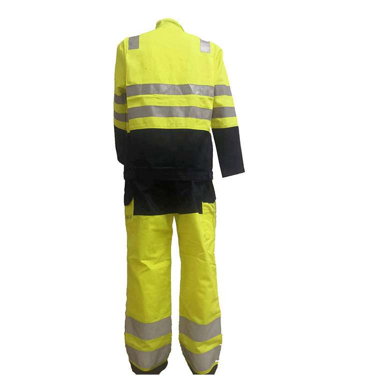 荧光黄撞黑色阻燃防静电服套装工业冶炼分体式阻燃服防静电防护服