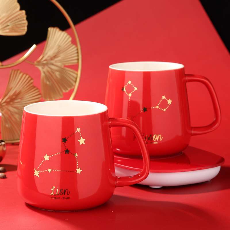 暖暖杯55度加热杯垫马克杯带盖勺加热牛奶杯子办公室咖啡杯保温器
