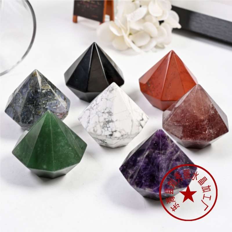 天然水晶粉晶钻头手工雕刻件手把件家居装饰摆件等水晶工艺品