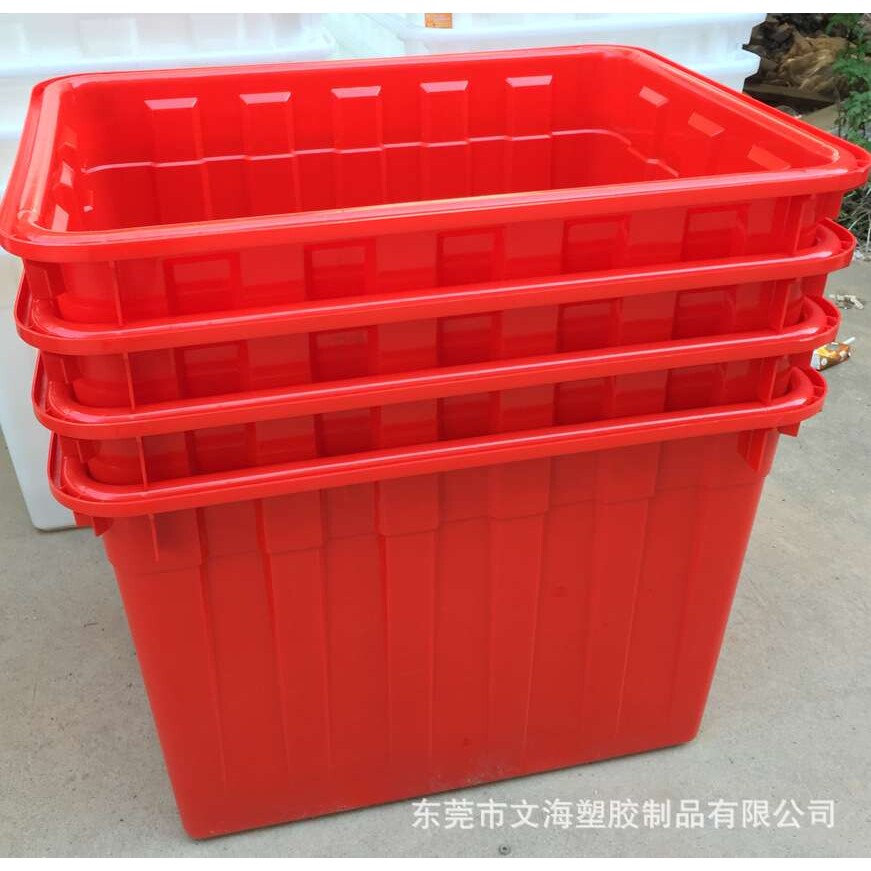 文海 红色400升塑料水箱 加厚塑料方箱 服装周转用箱子 可配盖