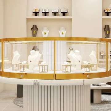 珠宝展示柜金银首饰展示台金银饰品展示柜带灯条黄金玉器玻璃柜