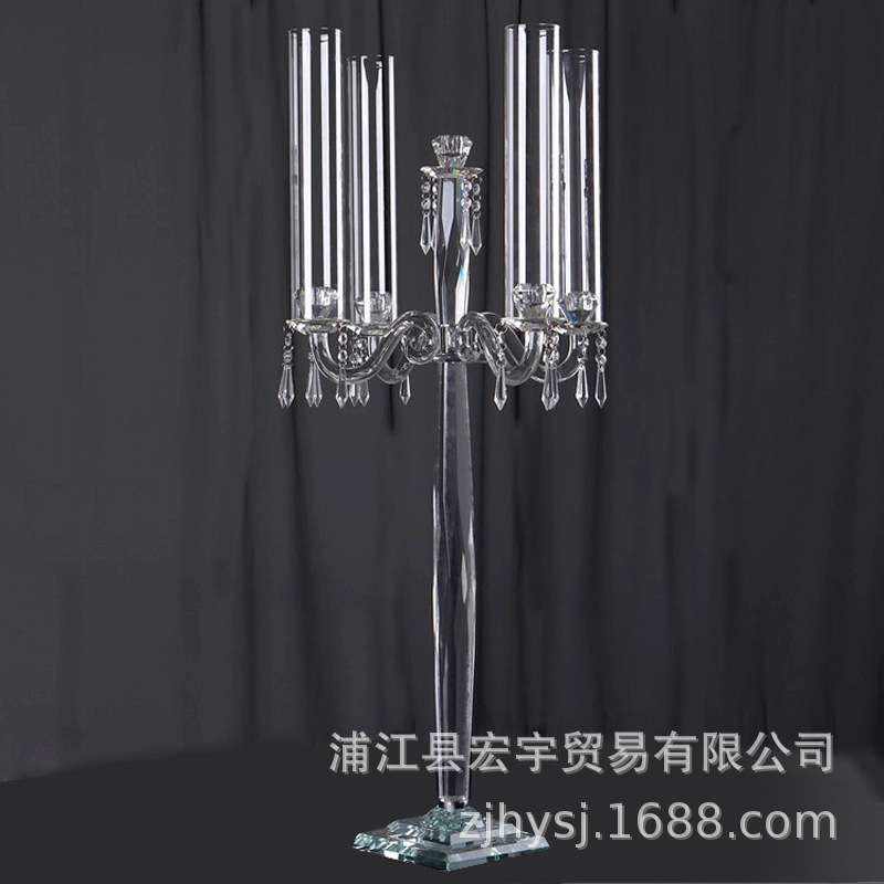 水晶五头烛台欧式浪漫婚礼婚庆道具样板房软装酒店客厅摆件蜡烛台