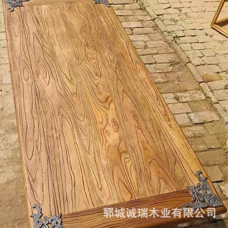 老榆木桌面板吧台旧木板工作台实木大板办公写字台桌板长方形餐桌