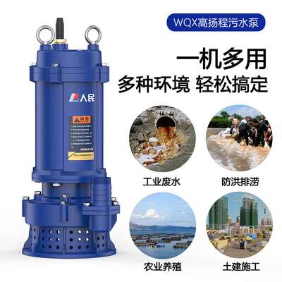 污水泵人民WQX高扬程工程泵化工排污泵380V农田灌溉立 式潜水泵
