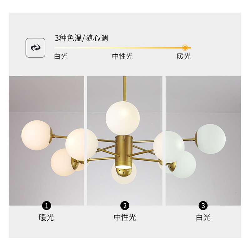北欧led魔豆分子吊灯 多头铁艺烤漆吊灯可调色卧室餐厅客厅吊灯具