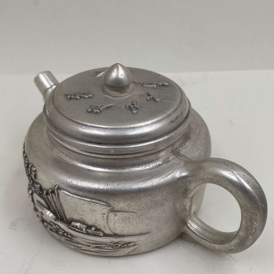 仿古镀银鎏银大海航行靠舵手吉祥如意酒壶茶壶茶道摆件仿古老物件