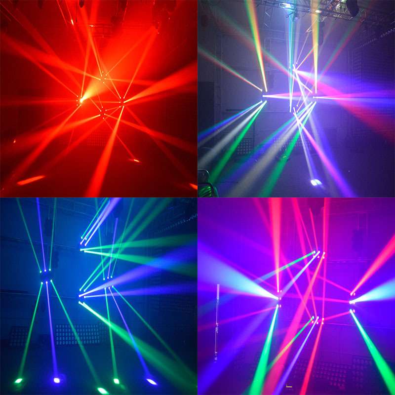 厂家直销LED6头DJ舞台酒吧光束灯KTV摇头光束旋转氛围灯蜘蛛摇头