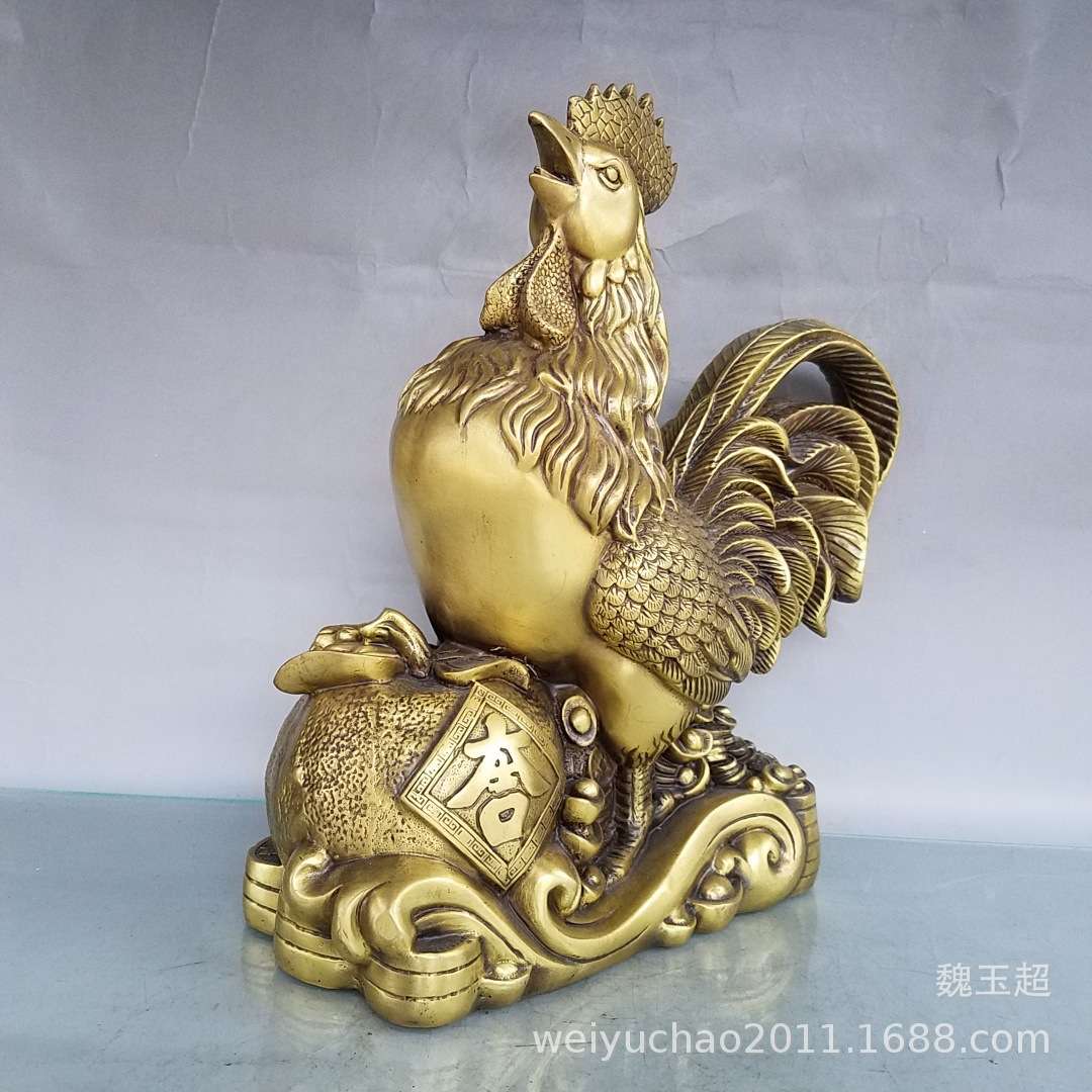 纯铜鸡摆件大号 金鸡铜公鸡如意大吉大利鸡工艺品鸡摆设铜