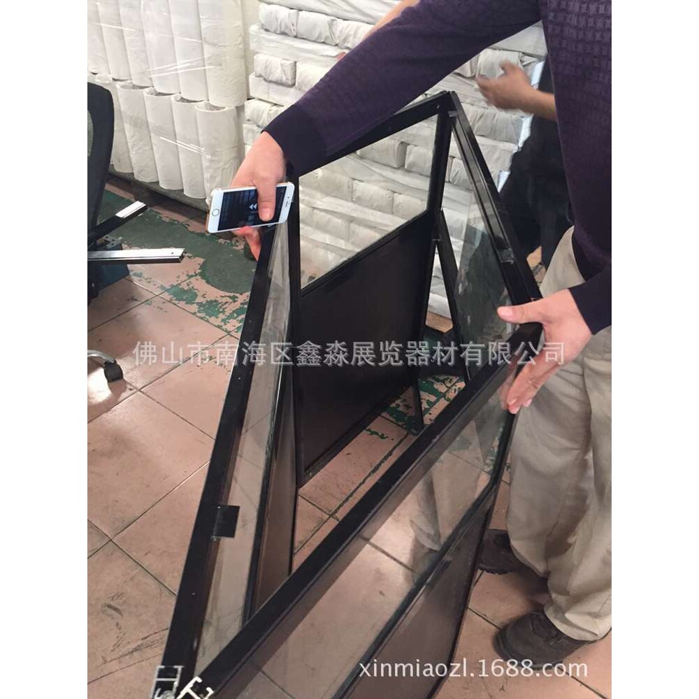 展会标摊铝材折叠柜台 玻璃铝合金折叠柜 便携式移动珠宝柜厂家