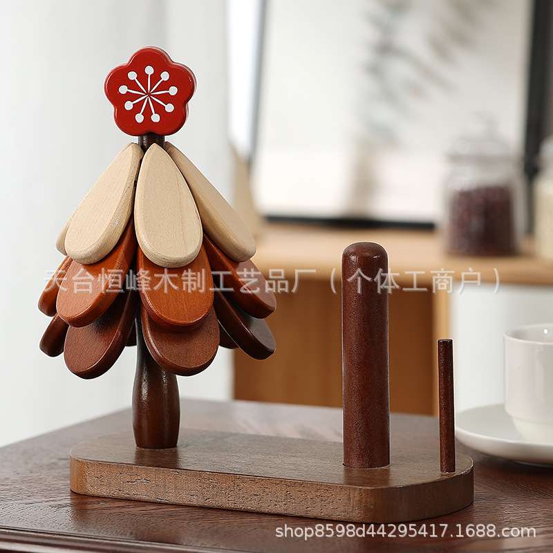 笔筒实木创意胡桃色一棵树隔热垫圣诞树隔热餐桌垫家用杯垫砂锅垫