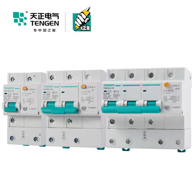 天正TGB1NLE-125空气开关带漏电保护断路器2P单相3P+N三相4P 100A