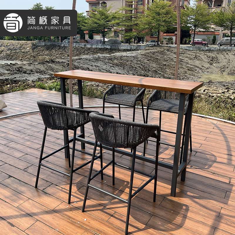 户外休闲家具庭院别墅室外酒吧餐厅吧台椅露天咖啡奶茶店高脚桌椅