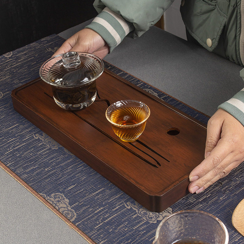 重竹茶盘家用竹制茶具托盘家用简约小型蓄水排水式干泡盘茶台茶托