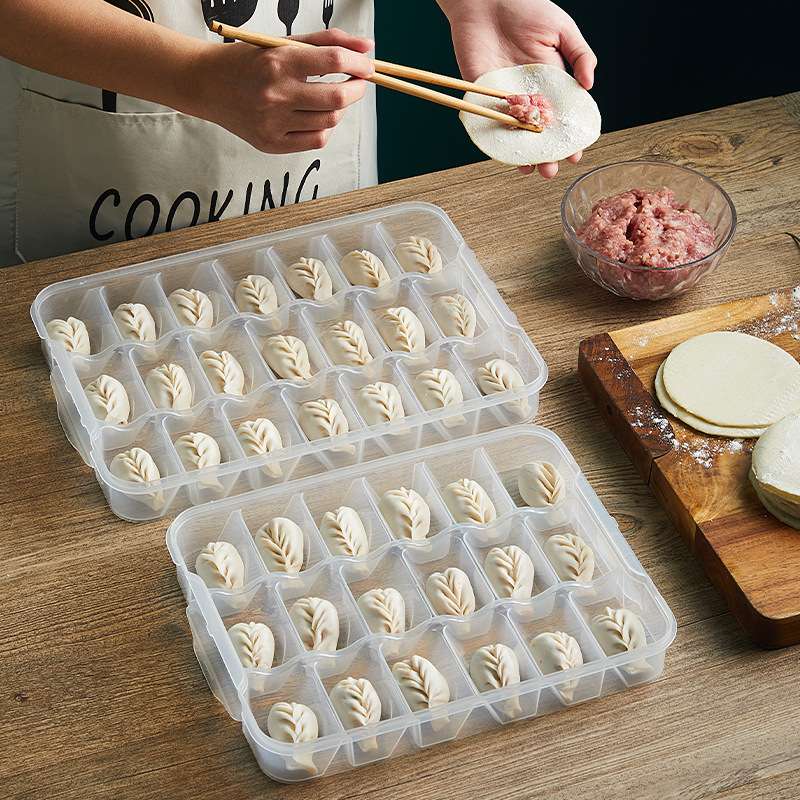 分格饺子盒速冻饺子保鲜冰箱收纳盒水饺盒馄饨冷冻盒多层陶琪