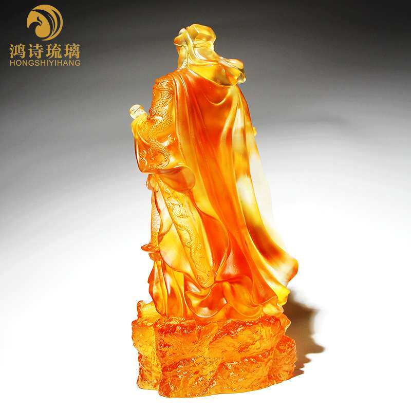 琉璃关公摆件家居玄关神像供奉关羽关二爷爷武圣木雕工艺品
