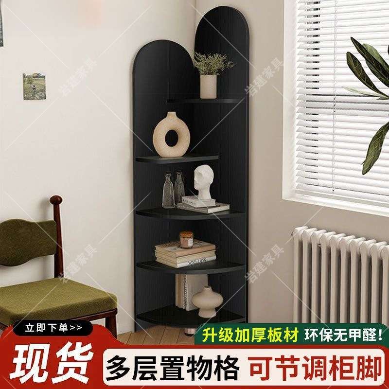 中复古式藤编转角装饰置物架客厅沙发墙边书柜子卧室实木三拐屏风
