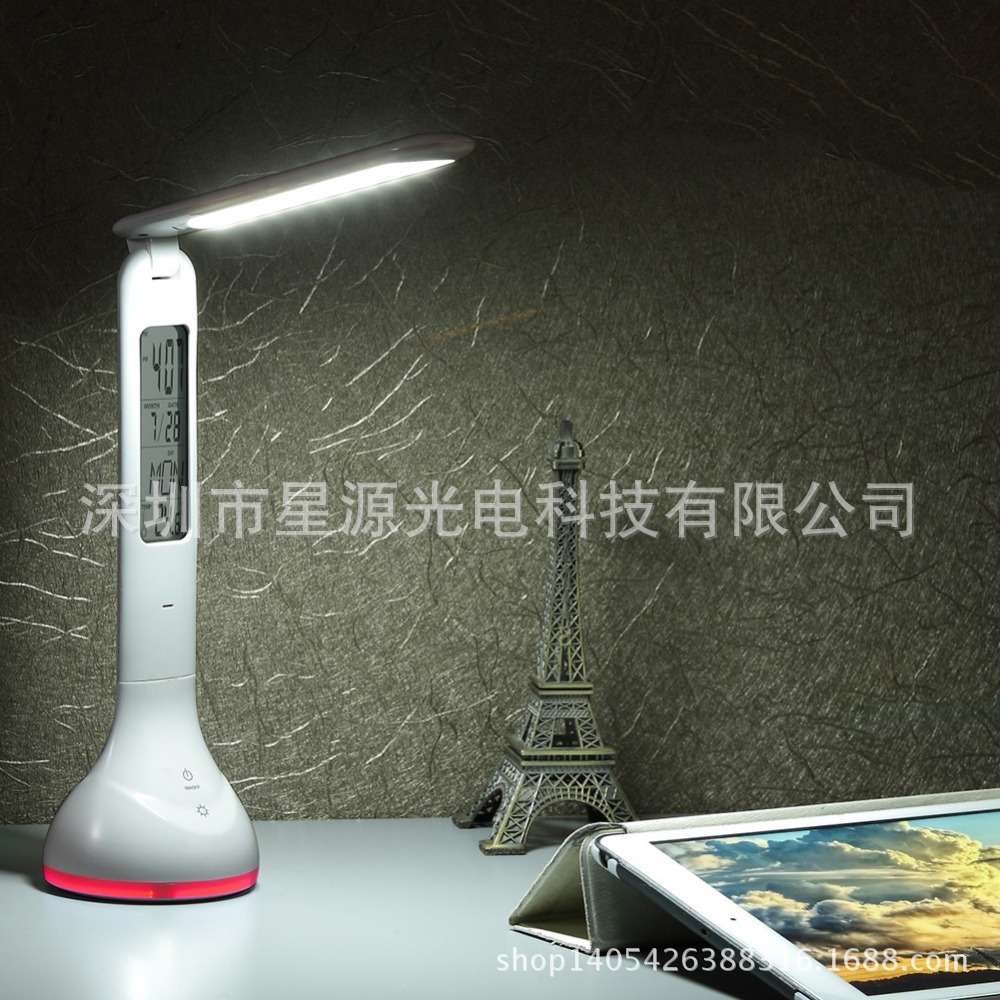 带万年历LED氛围台灯充电护眼学习办公折叠小台灯触摸调光床头灯