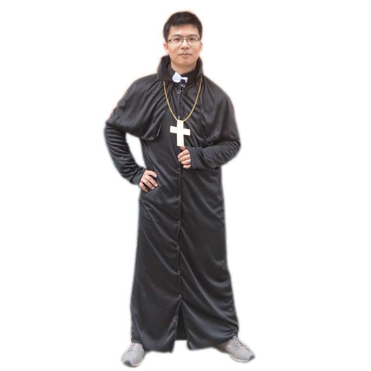 化装舞会派对表演装扮 万圣节cos牧师服装 教父神父传教士修士 - 实物图