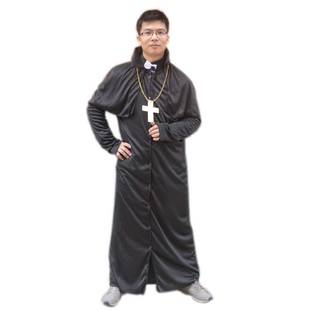 化装舞会派对表演装扮 万圣节cos牧师服装 教父神父传教士修士