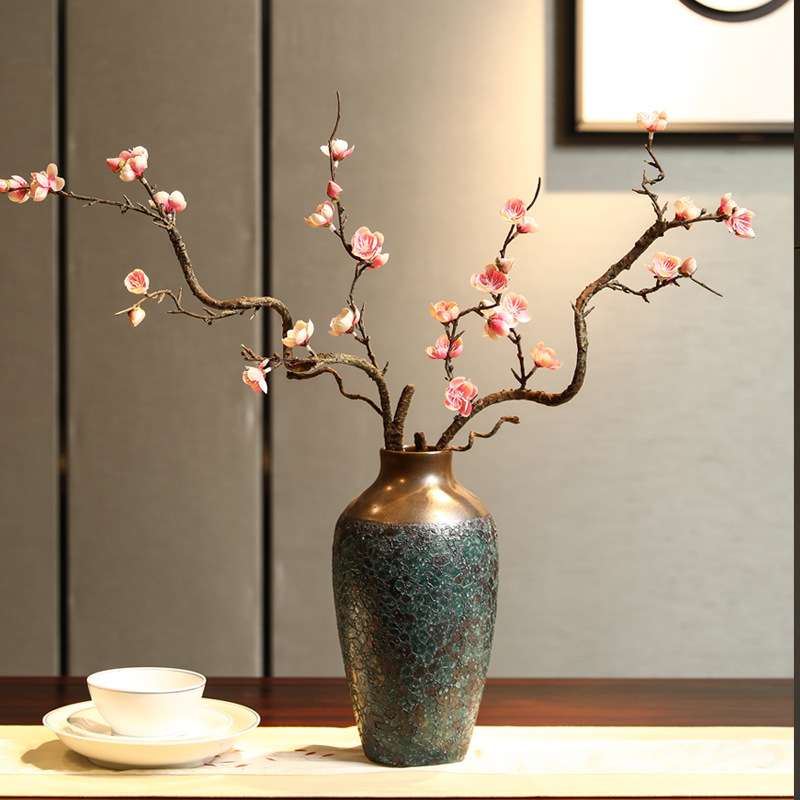 景德镇简约新古典粗陶泡泡釉花瓶陶罐花器复古陶瓷摆件土陶罐