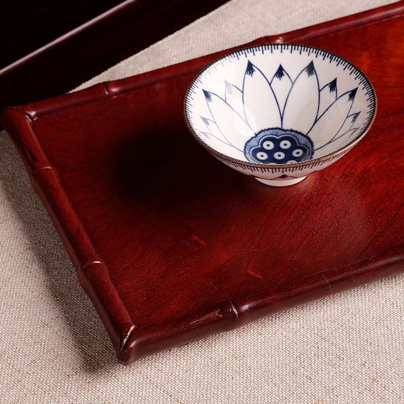 缅甸花梨大果紫檀金竹报喜实木干泡茶盘干果盘托盘高端茶具禅意雅