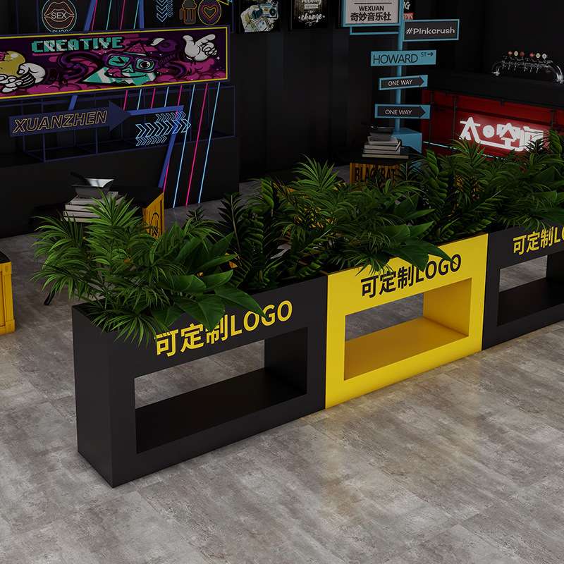 现代简约铁艺花箱咖啡厅餐厅创意隔断围栏花槽奶茶店户外花箱组合