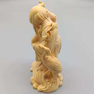 大叶黄杨木雕刻龟鹤寿星款摆件规格100×67×46手把件书桌面工艺