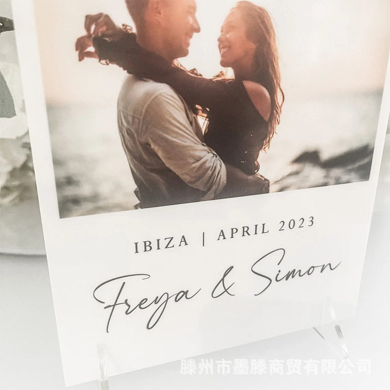个性照片桌号牌时尚婚宴带图桌卡精美情侣肖像座位号创意婚礼装饰