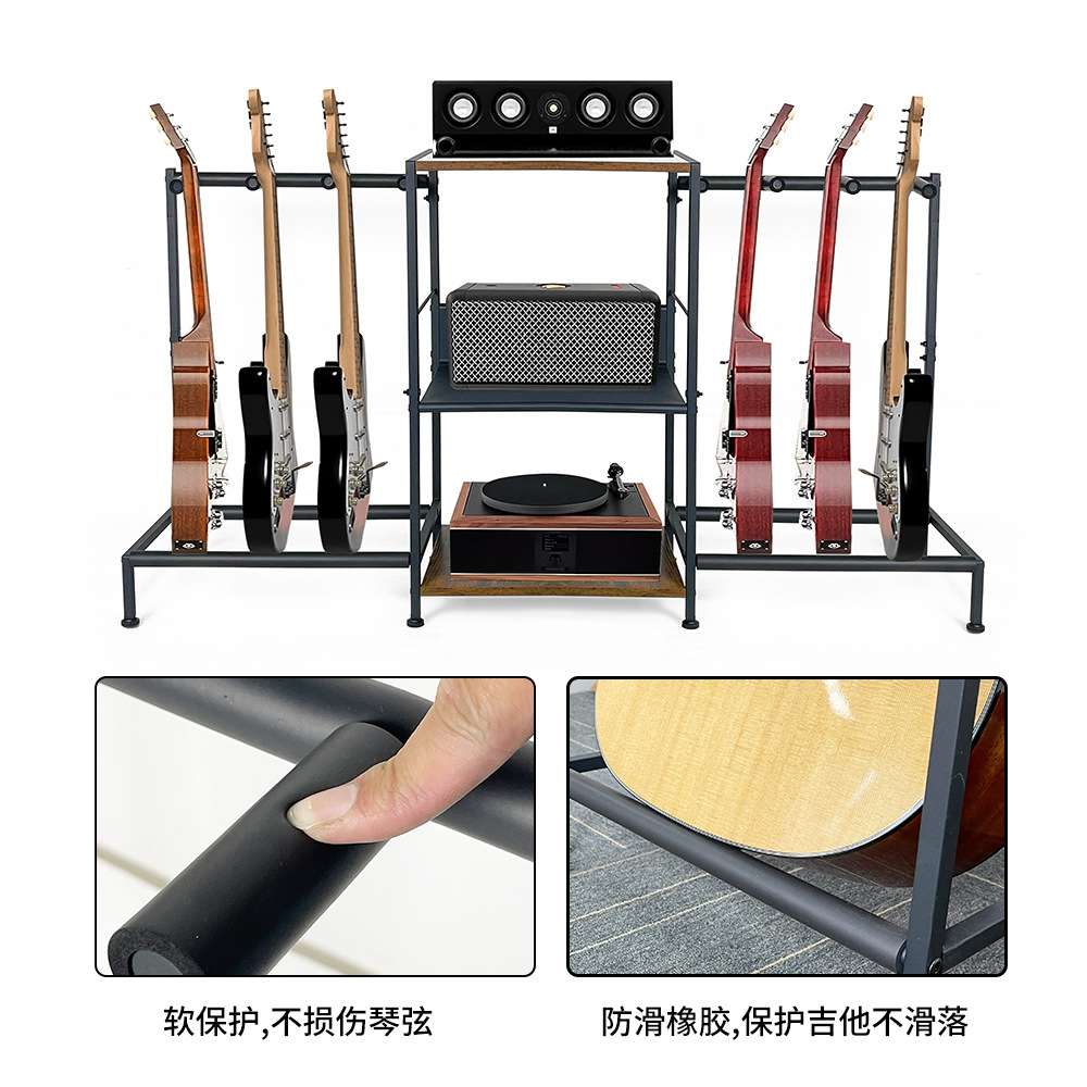 6头多排吉他收纳架 铁艺多功能立式落地乐器支架电贝斯多位展示架