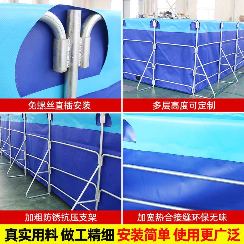 方形大容量帆布鱼池加厚带支架养鱼池庭院室外帆布防水布鱼池专用