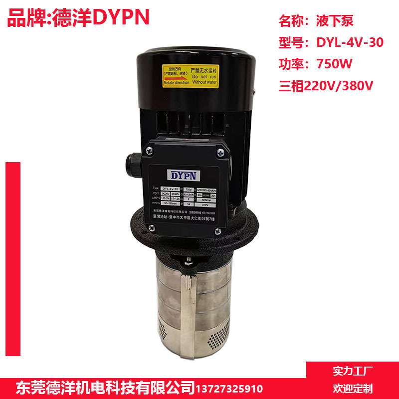 德洋DYL4V30三相电泵机床冷却泵 铣床线切割循环水泵浸入式离心泵