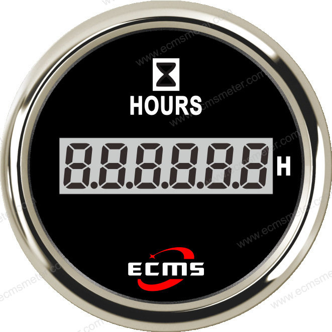 ECC工作电压12V24V通用52毫米螺纹安装车船仪表LCD计时表小时计