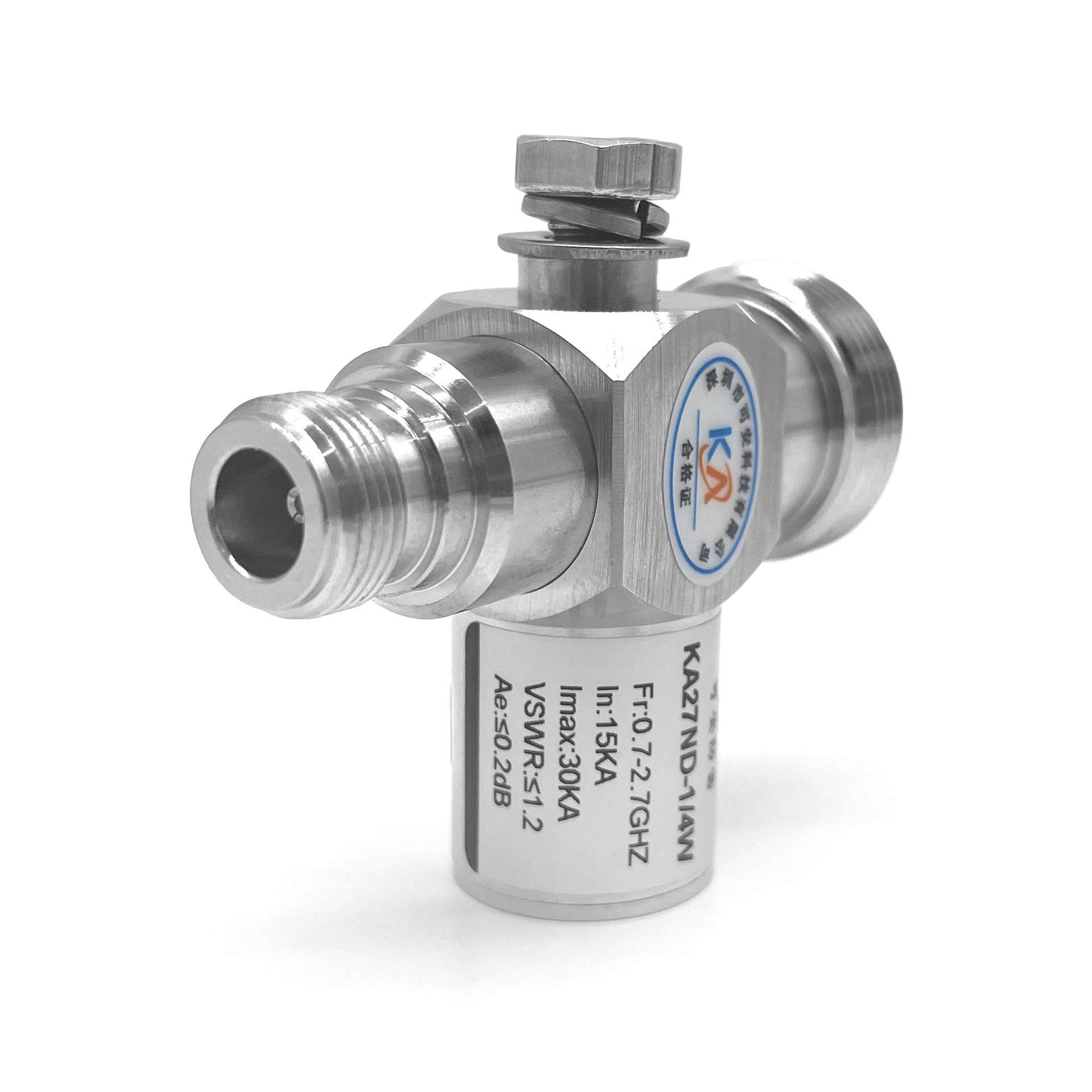 KA27ND-1/4W天馈防雷1/4波长型N母转DIN母馈线信号避雷器0.7-2.7G