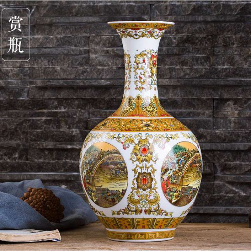 景德镇陶瓷器花瓶中式摆件插花器白色小瓷瓶酒柜工艺品家居装饰品