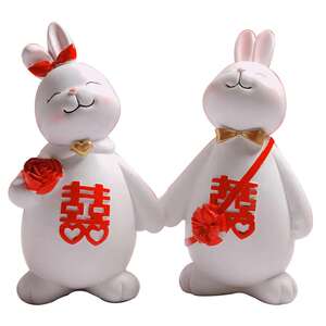 婚庆喜灯新娘陪嫁长明灯结婚婚房床头喜灯创意新中式喜兔台灯摆件