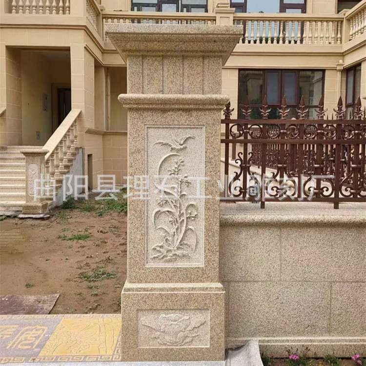 石雕门柱欧式大理石门口罗马柱花岗岩户外别墅石头围墙雕花石柱子