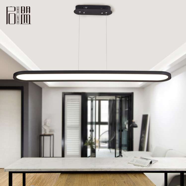 LED吊灯办公室灯具照明吊线灯现代简约餐厅长条铝材吊灯工程