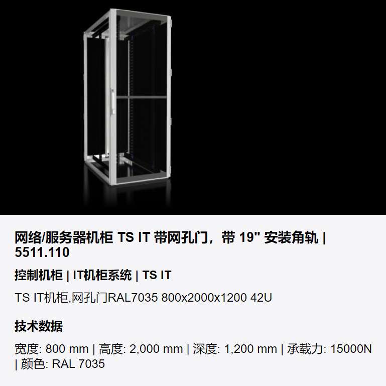 威图Rittal网络服务器机柜VX25 带网孔门带19" 安装角轨8004000