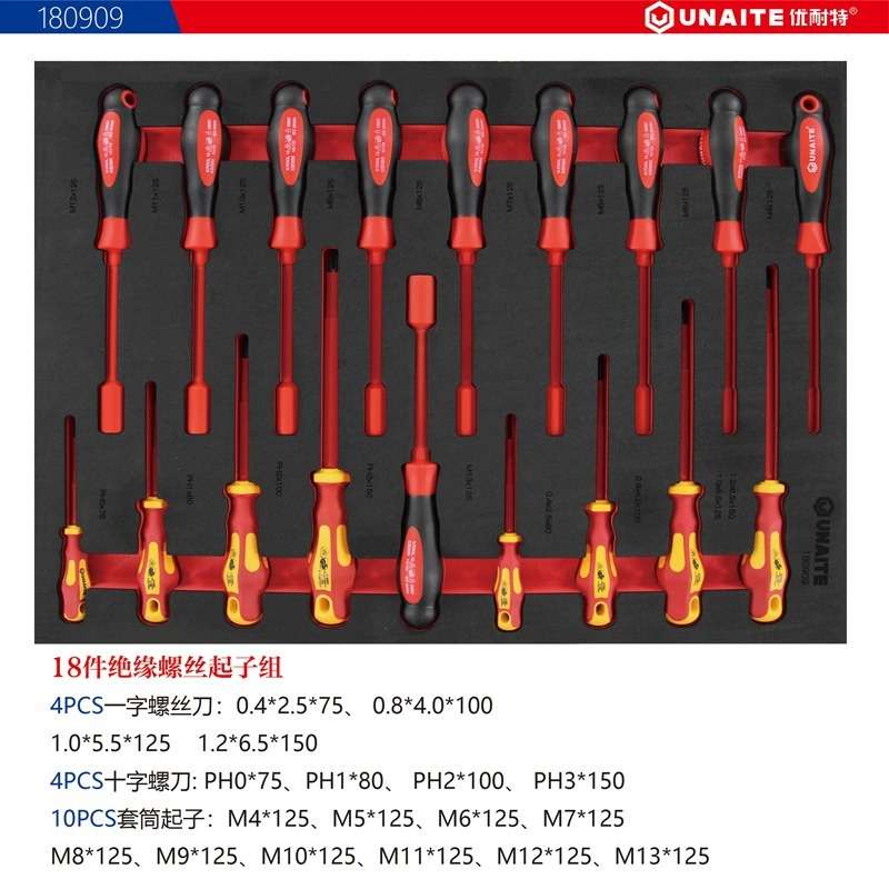 98件绝缘工具套装新能源汽车维修工具车组套手推车机修VDE绝缘