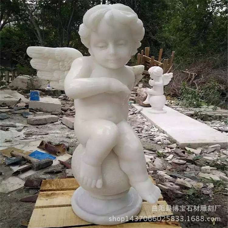 供应大理石石雕小天使 西方人带翅膀小孩 汉白玉小四季神一套厂家